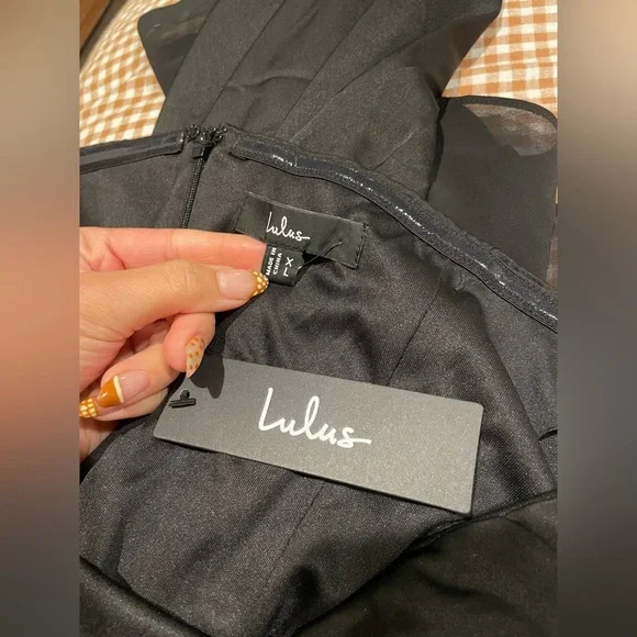 NWT Lulus Black Strapless Long Dress With Slit and Ruffles - Picture 6 of 6